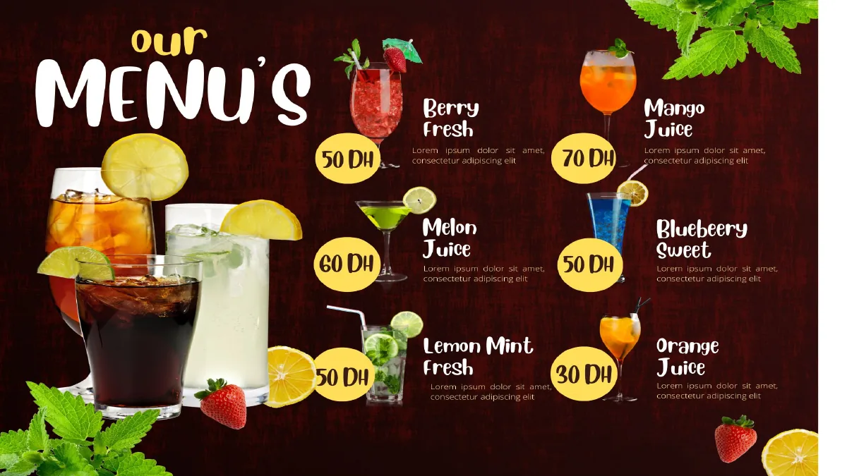 Menu boissons
